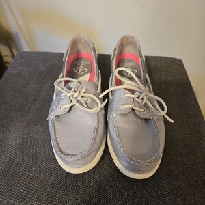 Sperry Top-Spider Gray Boat Shoes with White Soles Woman's Size 8.5 Preowned